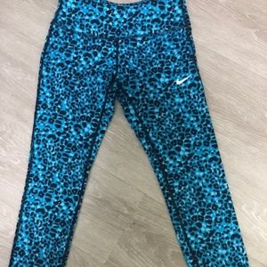 Nike Blue Leopard Print Running Tights